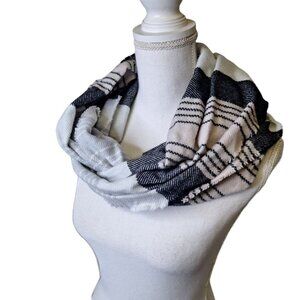 Infinity Scarf Stripes Pink Gray Layers Wide
